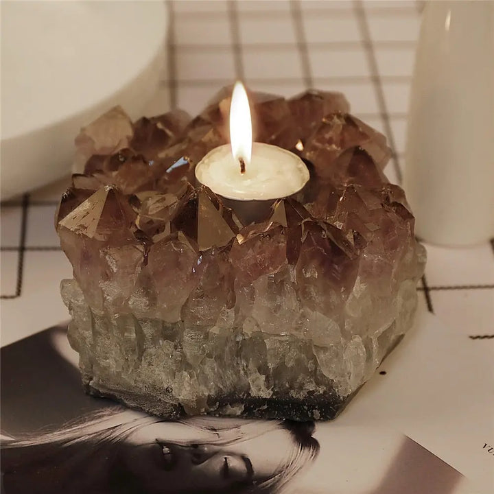 Amethyst Natural Stone Candle Holder freeshipping - Decorfaure