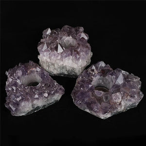 Amethyst Natural Stone Candle Holder freeshipping - Decorfaure
