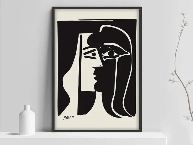 Black & White Face By Picasso freeshipping - Decorfaure