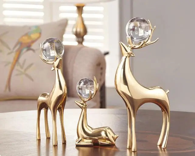 Copper Reindeer Accent With Crystal Ball freeshipping - Decorfaure