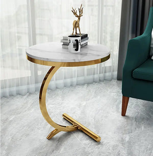 Curve Marble and Brass Side Table freeshipping - Decorfaure