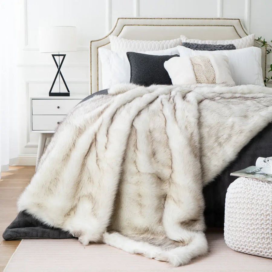 Faux Fur Ombre Throw-Free shipping-Decorfaure