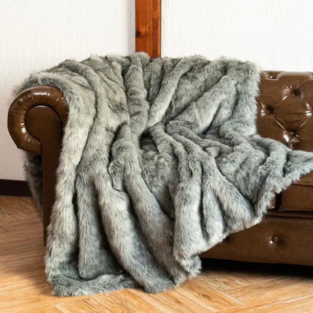 Faux Fur Ombre Throw-Free shipping-Decorfaure