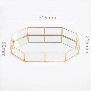 Gold Plated Glass Tray freeshipping - Decorfaure