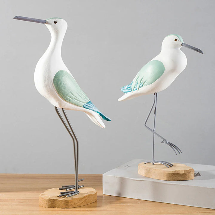 Wooden Seagull Figurines Decorfaure
