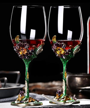 Hand blown and painted goblet and decanter - Exclusive to Decorfaure freeshipping - Decorfaure