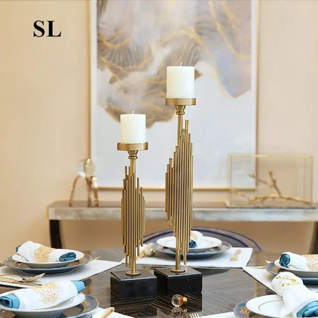 Manhattan Candle Holders With Marble Base freeshipping - Decorfaure