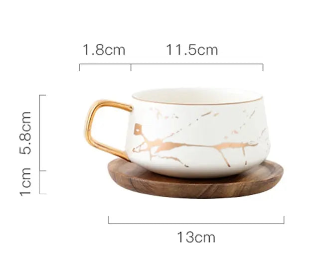 Marble Pattern Coffee Mug With Gold Inlay freeshipping - Decorfaure