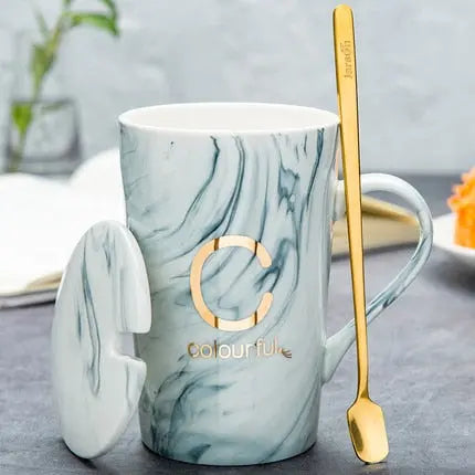 Marble Pattern Porcelain Mug with  Spoon freeshipping - Decorfaure