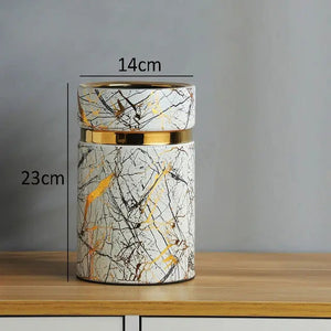 Marble Texture Vase with Gold Inlay freeshipping - Decorfaure