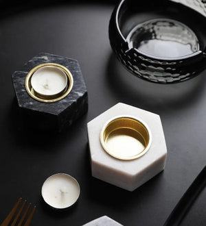 Natural Marble Hexagon Candle Holders freeshipping - Decorfaure