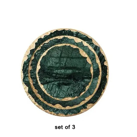 Real Emerald Marble Coaster with Gold Inlay- Heat Resistant freeshipping - Decorfaure