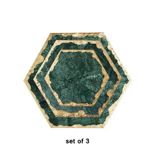 Real Emerald Marble Coaster with Gold Inlay- Heat Resistant freeshipping - Decorfaure