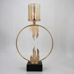 Ring Metal & Glass Candle Holder freeshipping - Decorfaure