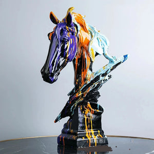 Graffiti Horse Head Statue Decorfaure