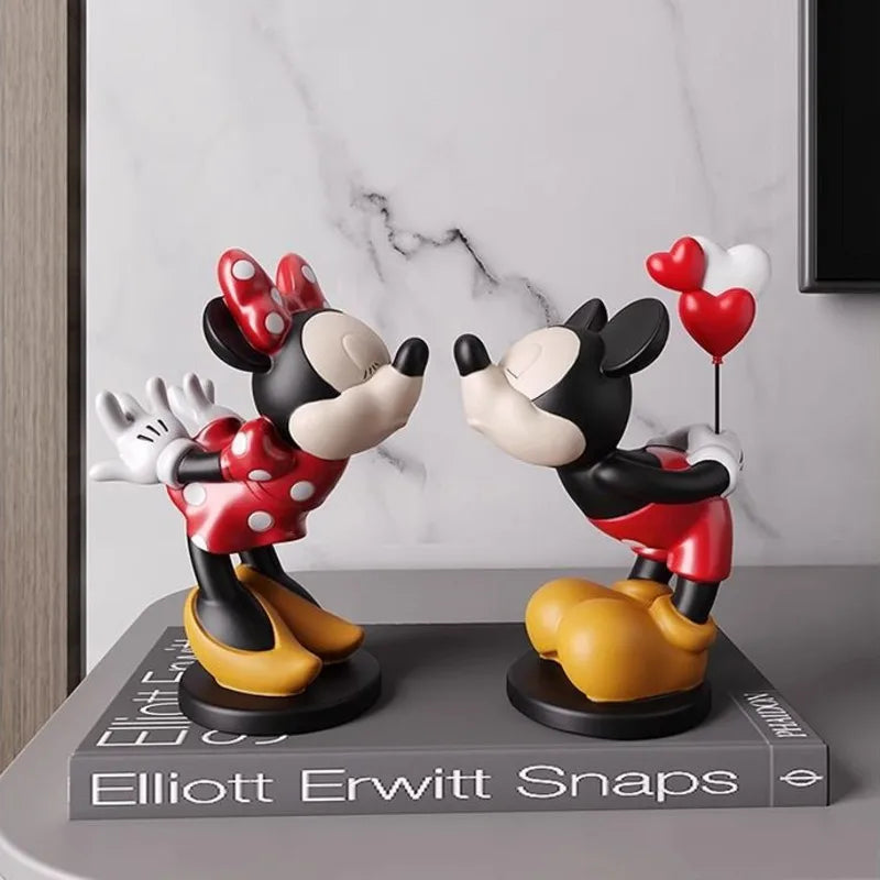 2pcs Disney Mickey Mouse Minnie Mouse Statue Cartoon Mickey Minnie Kissing Sculpture Lovers Home Desktop Ornaments Wedding Gifts Decorfaure