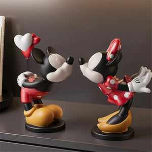 2pcs Disney Mickey Mouse Minnie Mouse Statue Cartoon Mickey Minnie Kissing Sculpture Lovers Home Desktop Ornaments Wedding Gifts Decorfaure