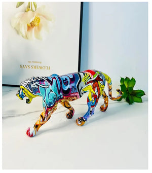 Colorful Art Leopard Statue Decorfaure
