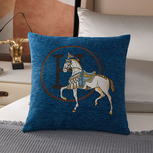 Horse Print Chenille Cushion Cover Decorfaure