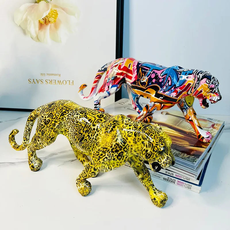 Colorful Art Leopard Statue Decorfaure
