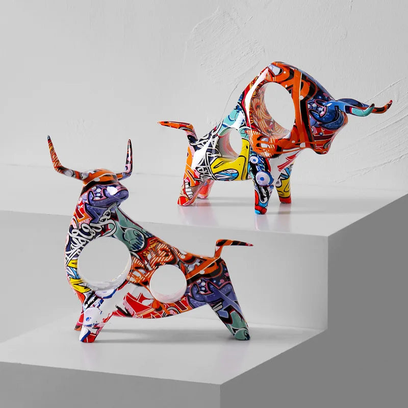 Graffiti Bull Sculpture Decorfaure