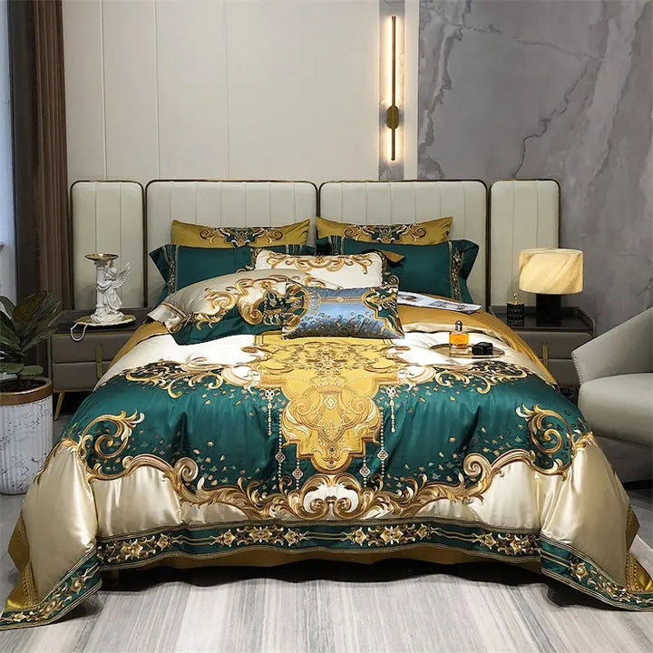 Vintage Silk Embroidered Bedding Set-Free shipping-Decorfaure