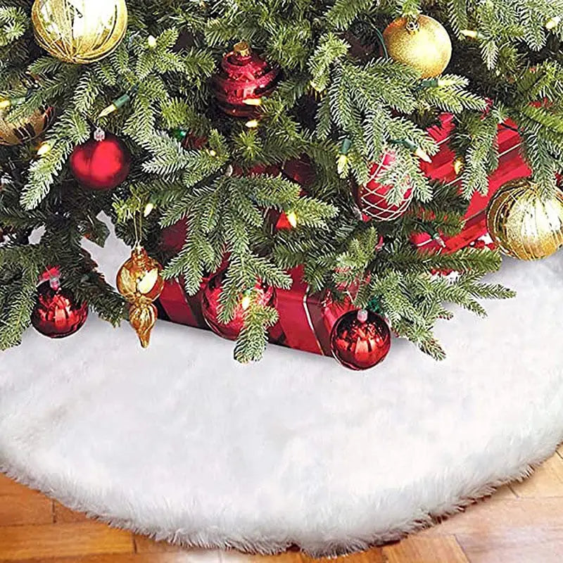 White Christmas Tree Skirt Plush Carpet freeshipping - Decorfaure