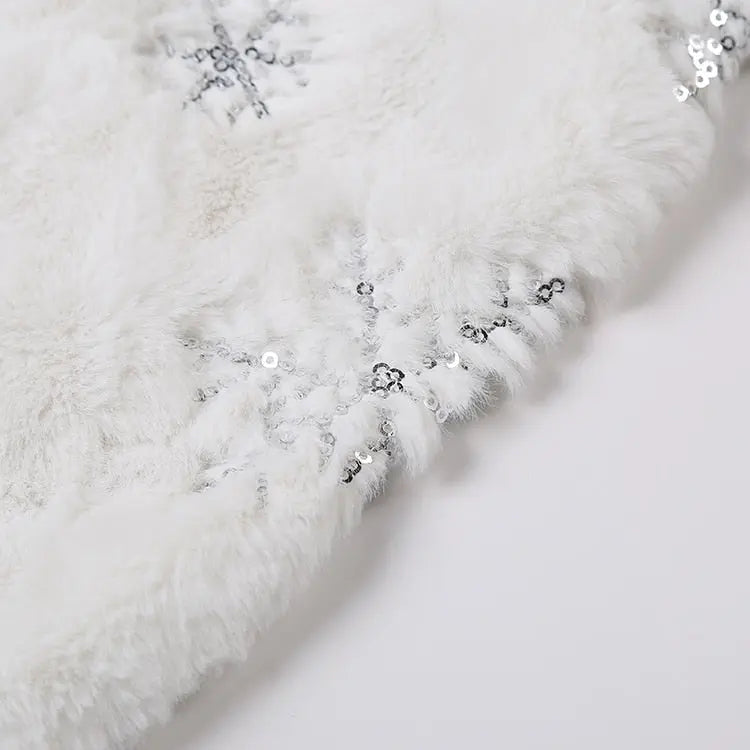 White Christmas Tree Skirt Plush Carpet freeshipping - Decorfaure