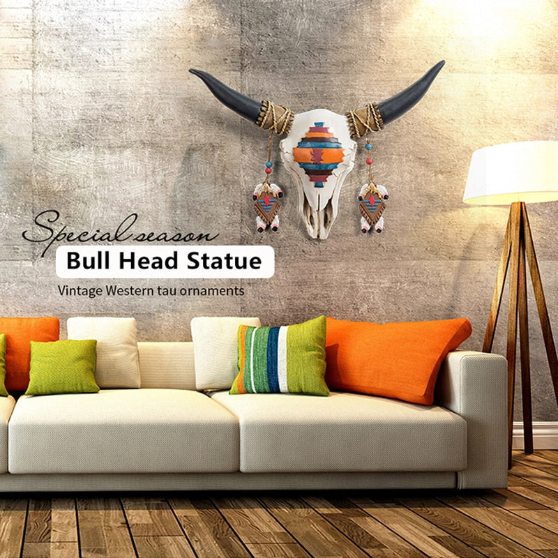 3D Bull Head Statue Decorfaure