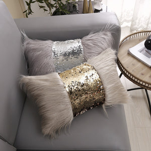 Sequin Fur Cushion Cover Decorfaure
